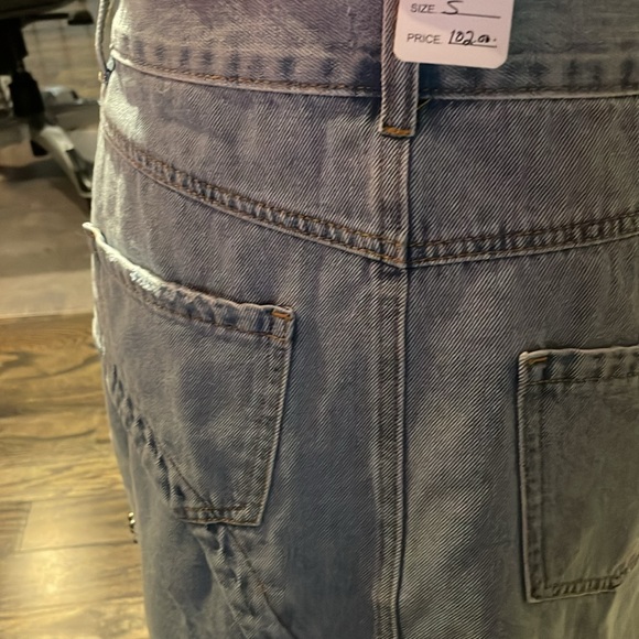 Retro Distressed POL Denim Skirt with Metal Studs - Picture 15 of 16